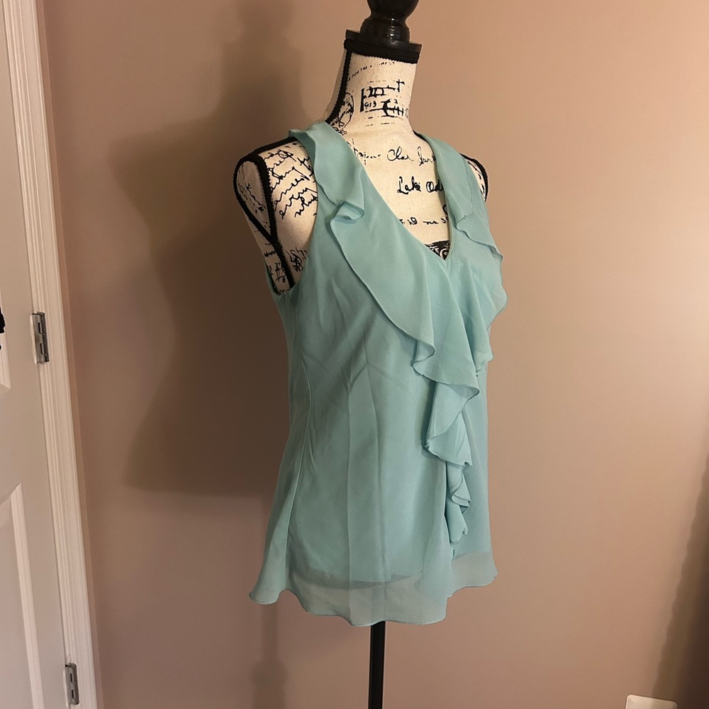 BCX Light Blue Blouse with Lace Detail